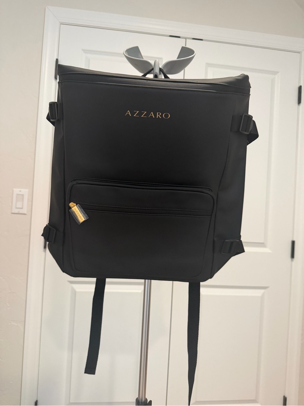 Azzaro Black Backpack with Gold Hardware